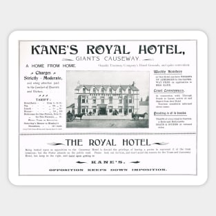 Advert Kane's Royal Hotel N Ireland 1902 Sticker